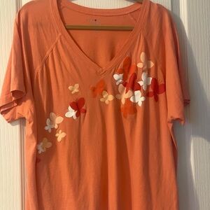 Old Navy Orange Butterfly Women's Tee (Size 18/20)